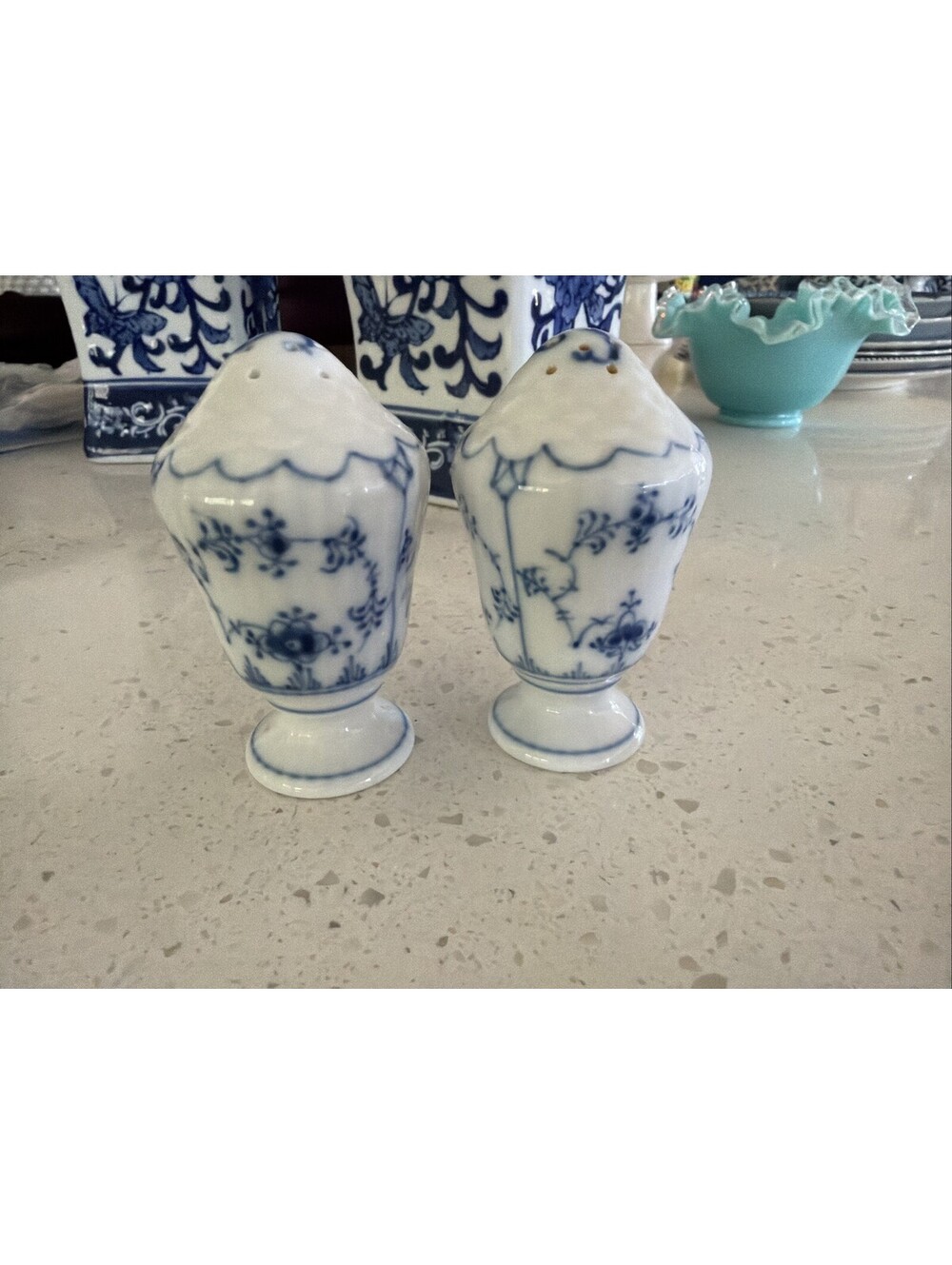 Royal Copenhagen Blue Fluted Plain Salt & Pepper Shakers #531 #541 Denmark